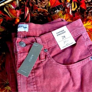 NWT Women’s J Crew Vintage Straight Corduroy Pants, Size 6/28, Dusky Rose